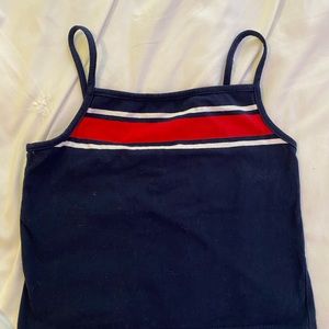 Cute Navy Longer Crop Top